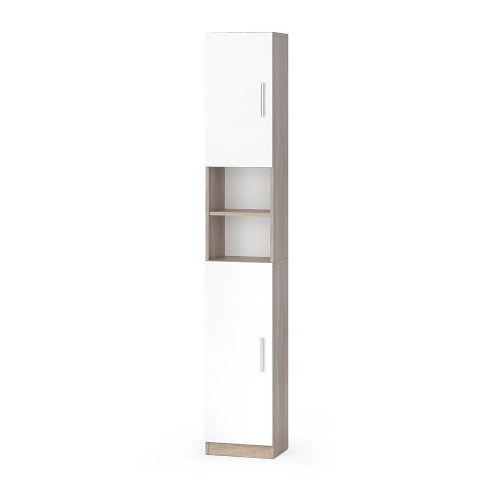 BADSCHRANK Luis Sonoma 32 x 190 cm - Weiß/Sonoma Eiche, Holzwerkstoff (32/190/25.8cm) - Vicco