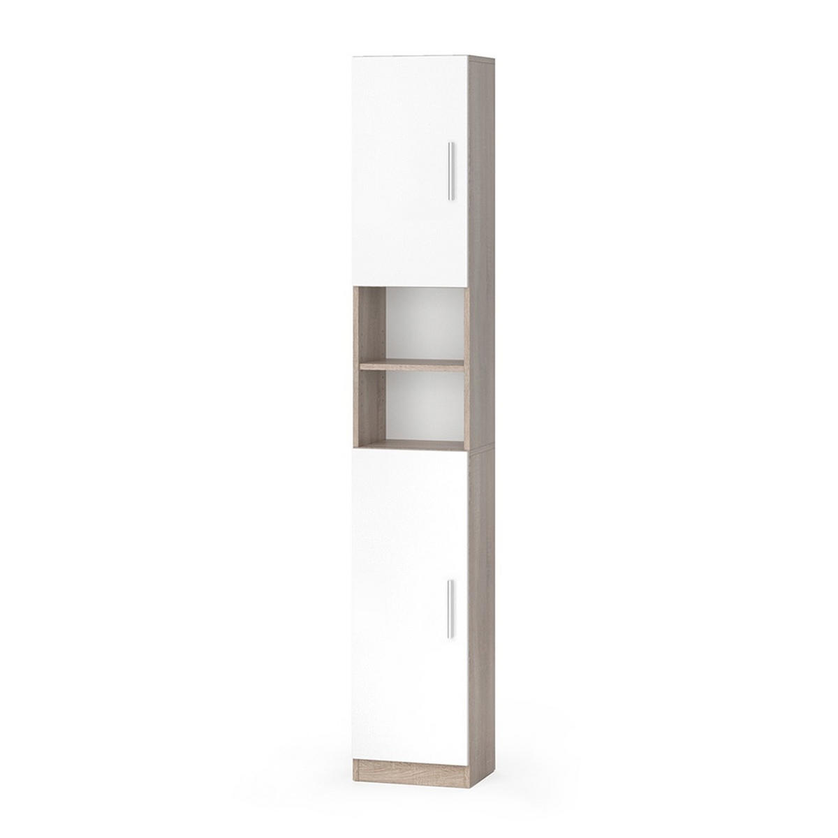 BADSCHRANK Luis Sonoma 32 x 190 cm - Weiß/Sonoma Eiche, Holzwerkstoff (32/190/25.8cm) - Vicco