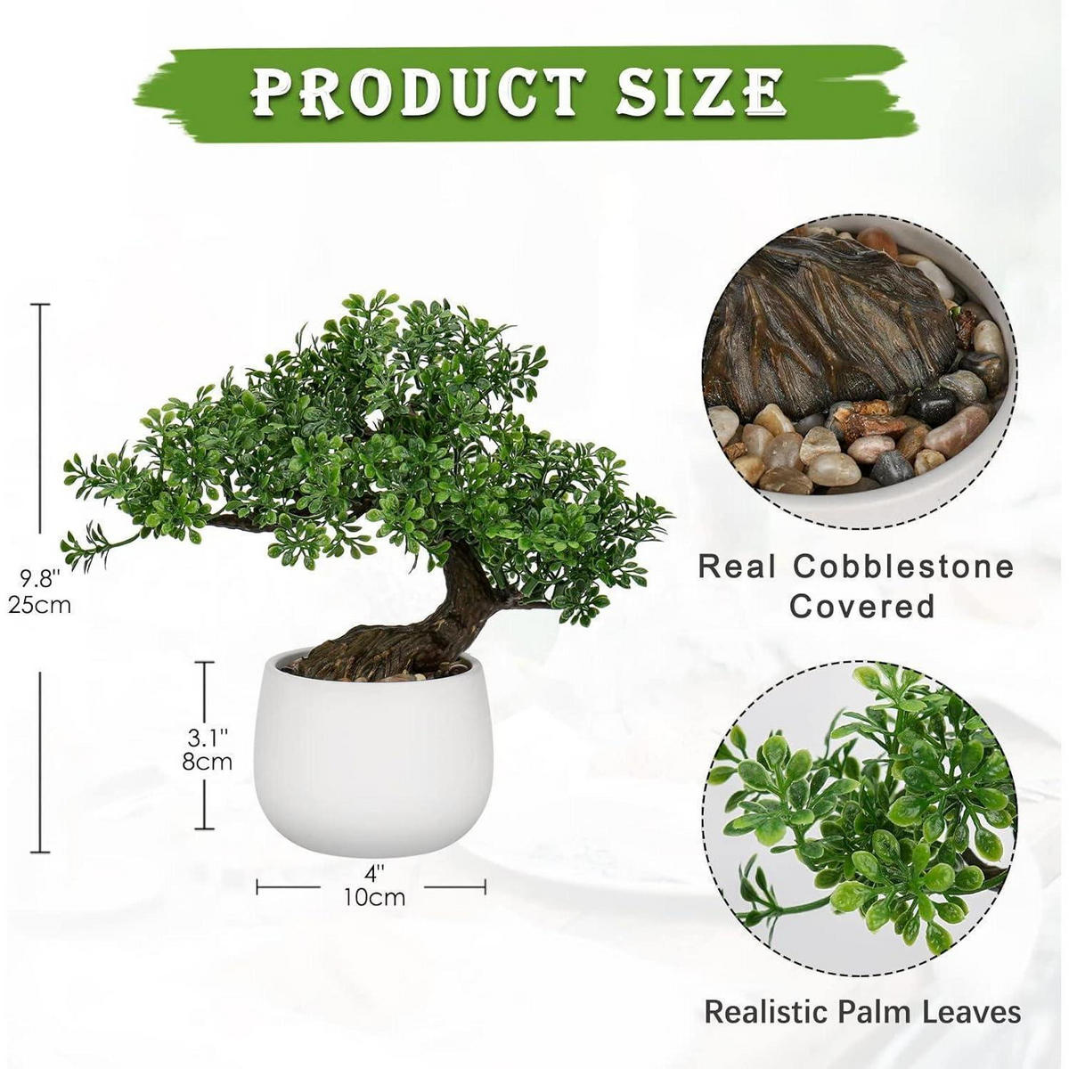 KUNSTPFLANZE Bonsai Baum im Keramiktopf Weiß 25 cm - Weiß, Keramik (27cm)