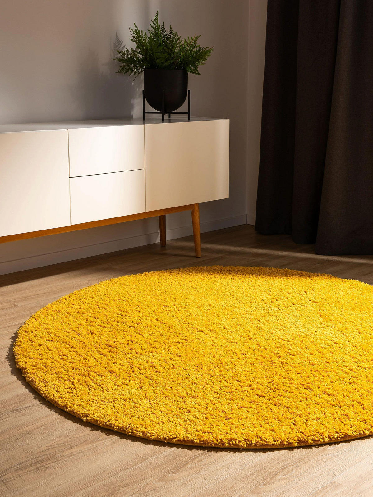 HOCHFLORTEPPICH Soho Gelb ø 160 cm rund - Gelb, Kunststoff (160/160cm) - benuta
