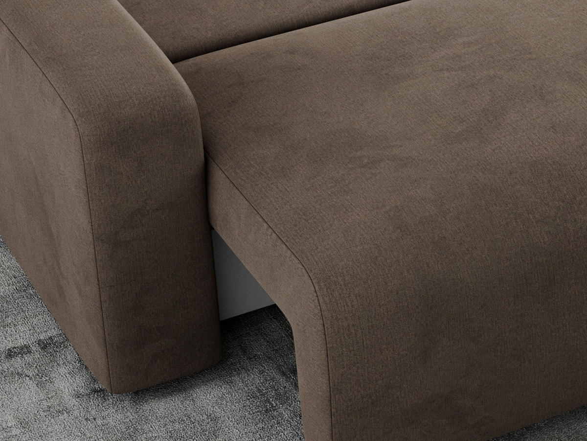 ECKSOFA ARGOS Braun Velours - Schwarz/Braun, Kunststoff/Textil (245/150cm) - MKS
