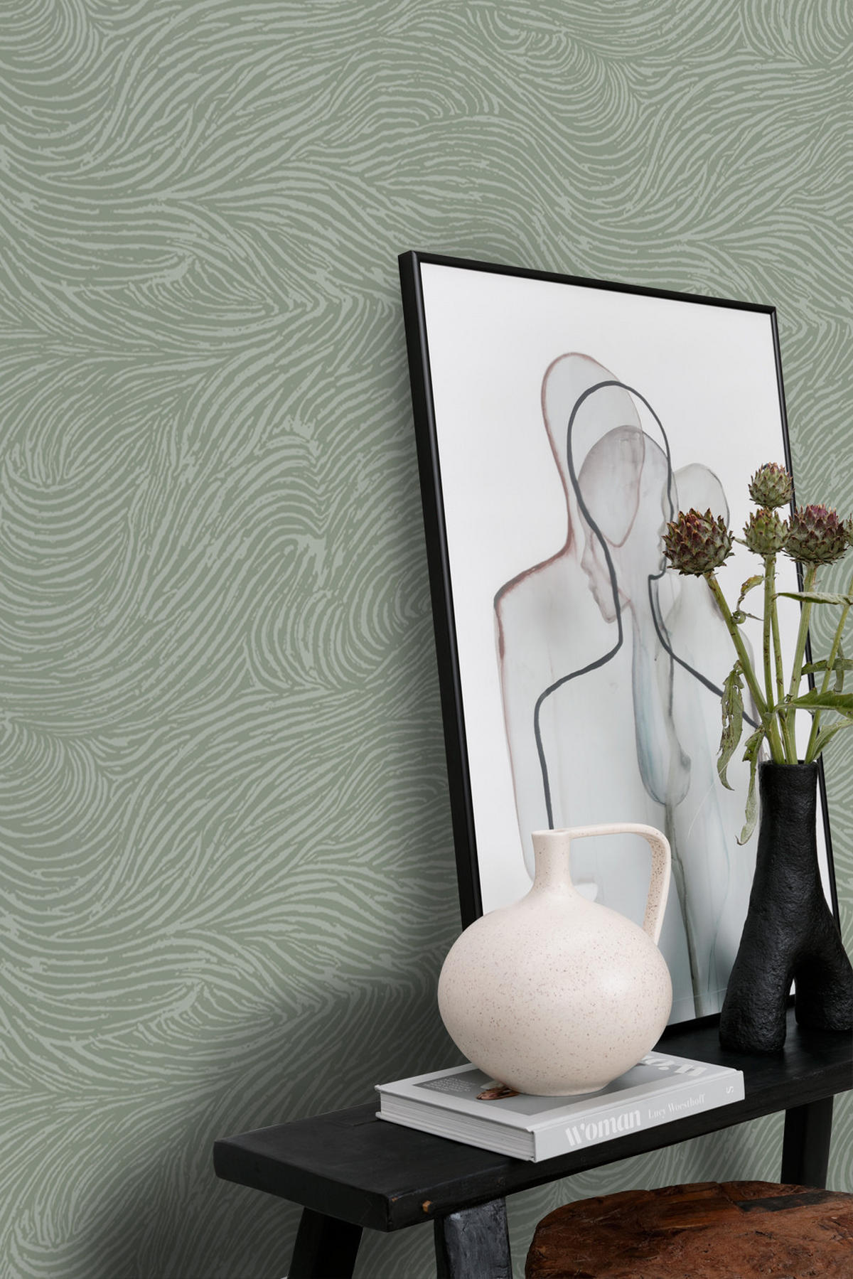 TAPETE 3d Wellenförmige Linien 50 x 900 cm - Grün, Papier (50/900cm) - ESTAhome