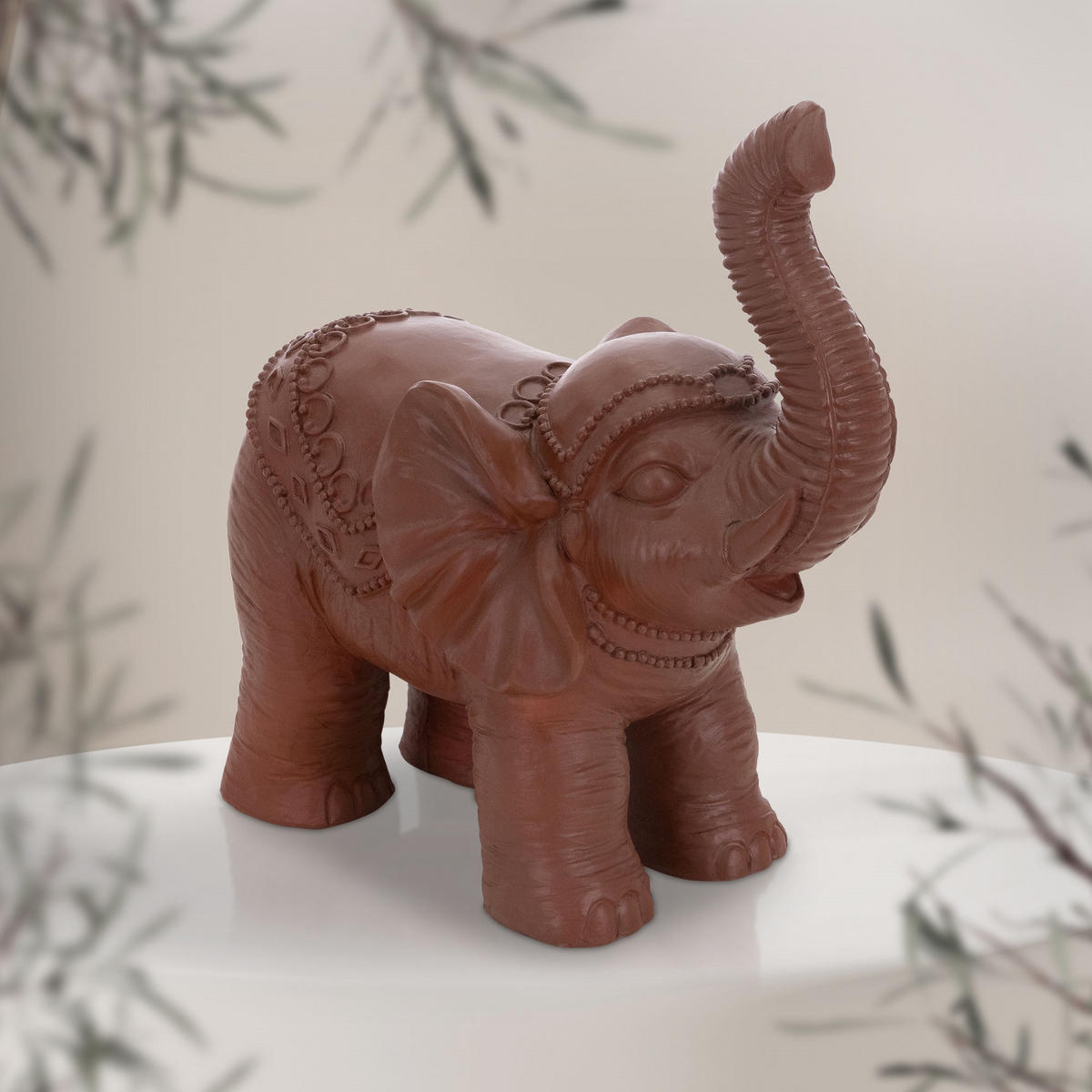 DEKO ELEFANT Figurka hnědá 36x19x39 cm z plastu - hnědá, keramika (19/39/36cm) - ML-DESIGN