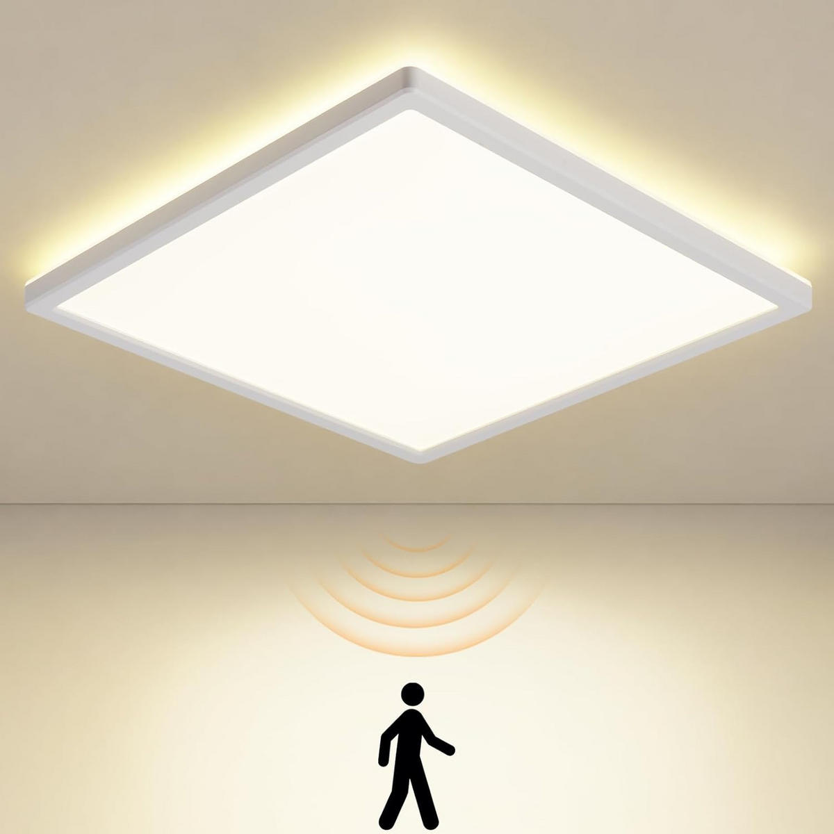 LED stropní světelný panel černý 20/58/3cm - bílá, plast (58/20/3cm) - Nettlife