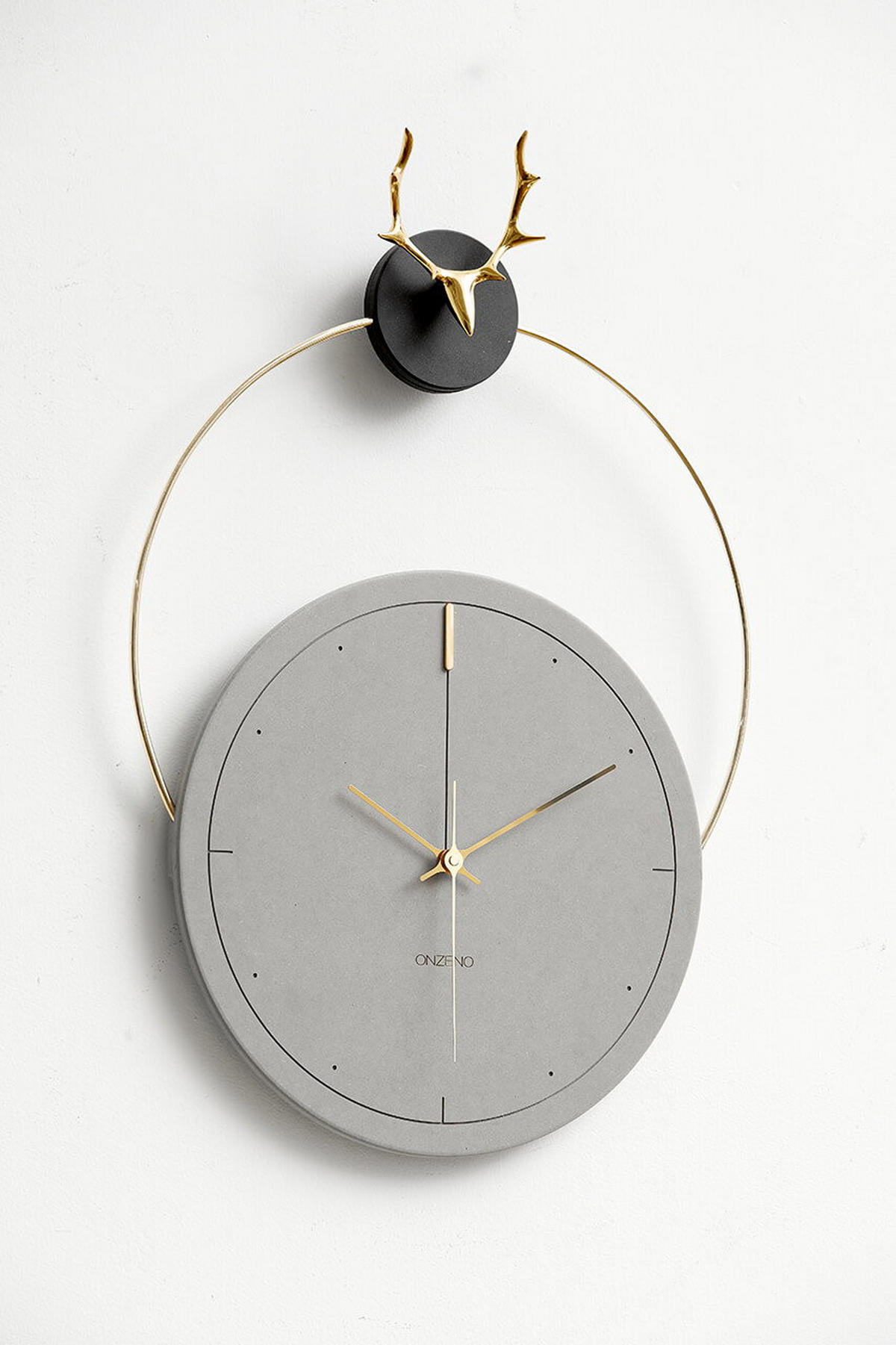 WANDUHR Design Grau 45/65 cm - Schwarz/Grau, Holzwerkstoff/Metall (1.89/65/2cm) - ONZENO