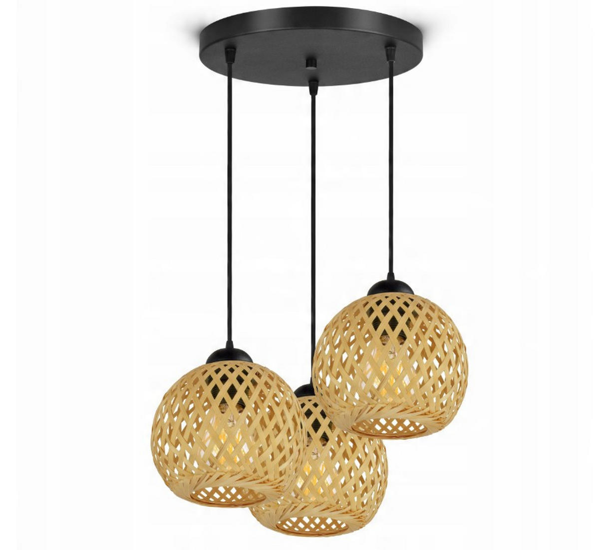 PENDELLEUCHTE BOHO - Beige/Schwarz, Holz/Metall (34/34/100cm) - kiki design