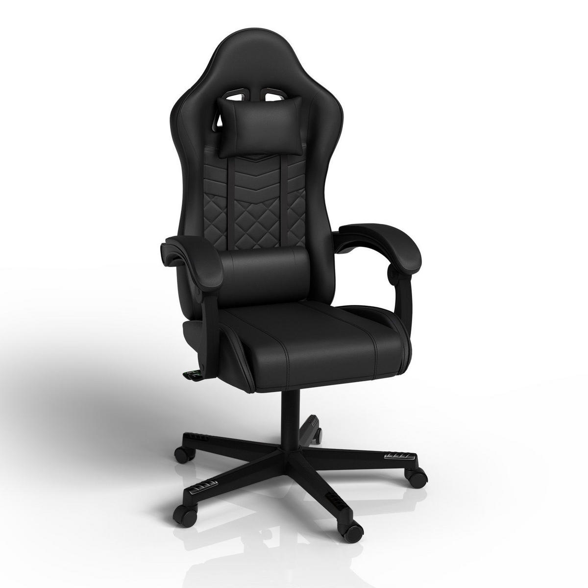 GAMINGSTUHL HyperSeat schwarz - Schwarz, Kunststoff (63/131/121cm) - Juskys