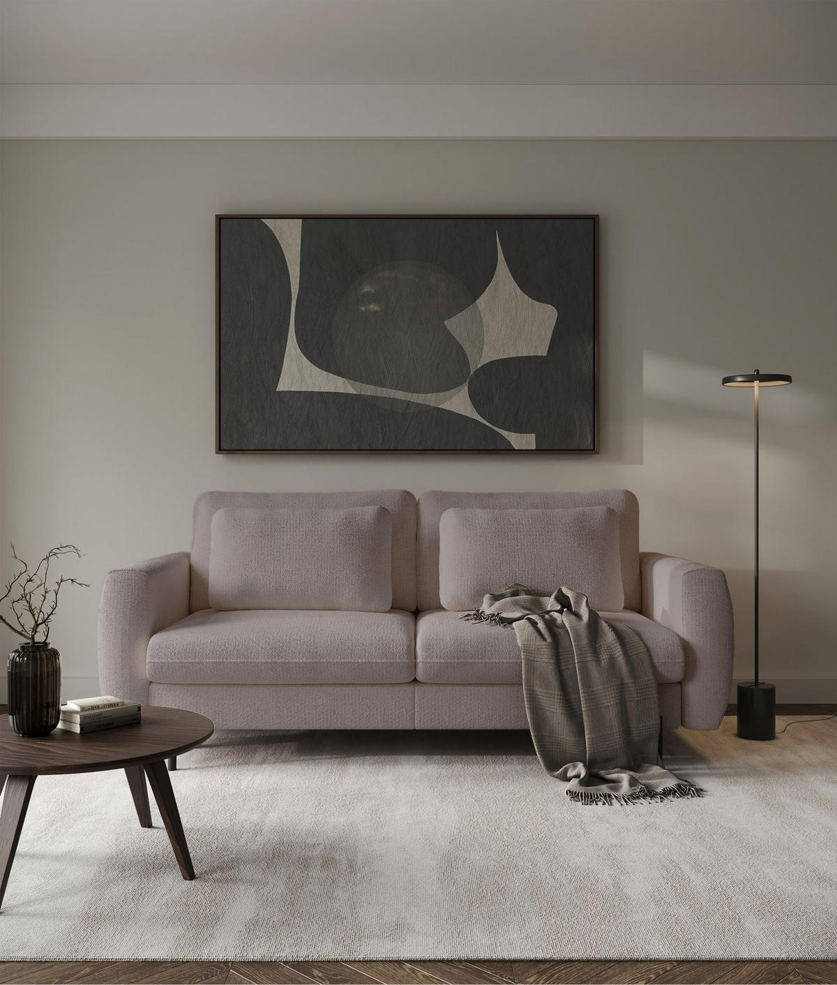 SOFA Rane Beige mit Schlaffunktion - Beige/Schwarz, Textil/Metall (236/90/102cm) - Selsey