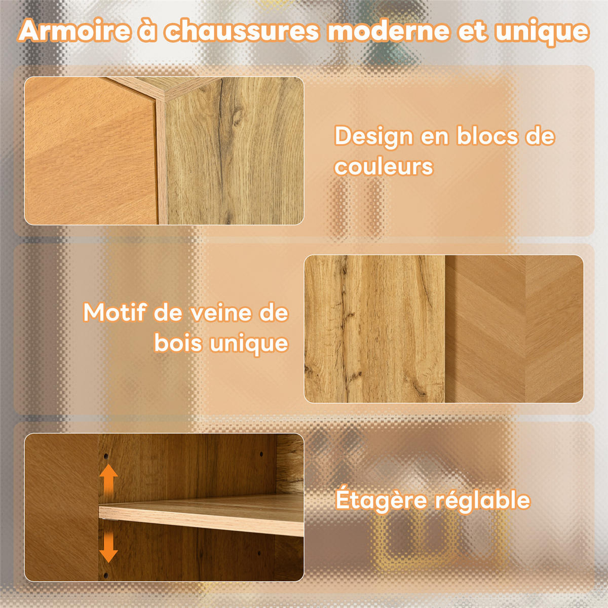 SCHUHSCHRANK schmal in Holzoptik mit Metallrahmen - Naturfarben, Holz (77/100/37cm) - Kaket