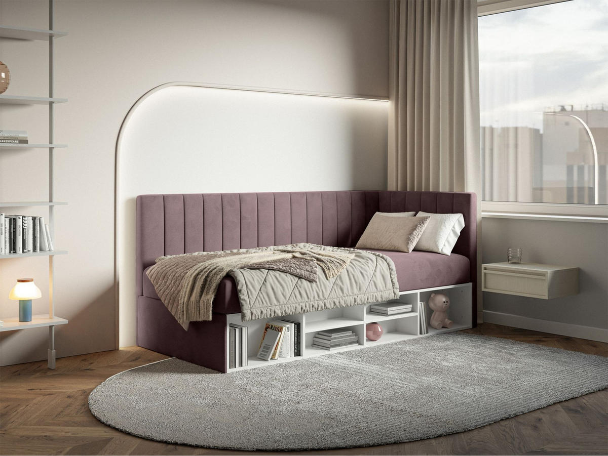 JUGENDBETT Ventrio Violett Easy-Clean-Samtbezug 90x200 cm - Lila, Holz/Textil (90/200cm) - Selsey