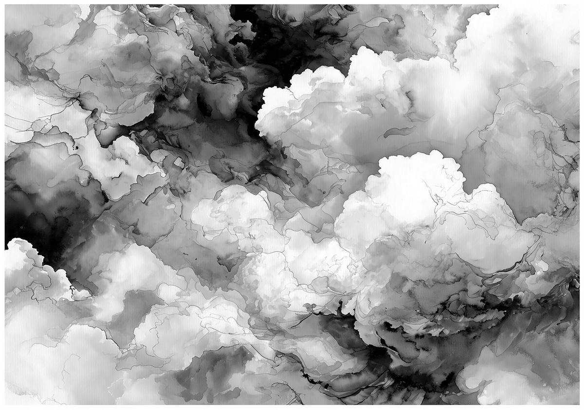 FOTOTAPETE Abstrakt Marmor Schwarzweiß 400x280 cm - Multicolor, Papier (400/280cm) - Wallarena