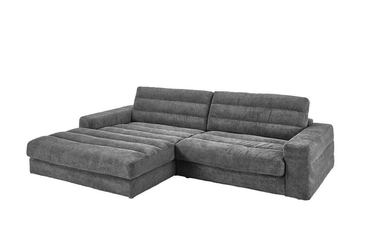 ECKSOFA LANA SOFA Grau Cord - Schwarz/Grau, Textil (296/205cm) - KAWOLA