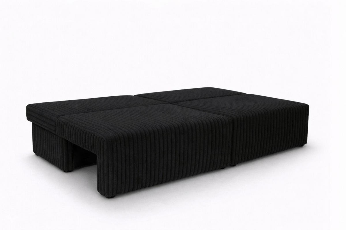 SOFA Mit Schlaffunktion Und Bettkasten, Cordstoff Tilia, Schwarz, BEST MINI - Schwarz, Holz (200/83/98cm) - Kaiser Möbel