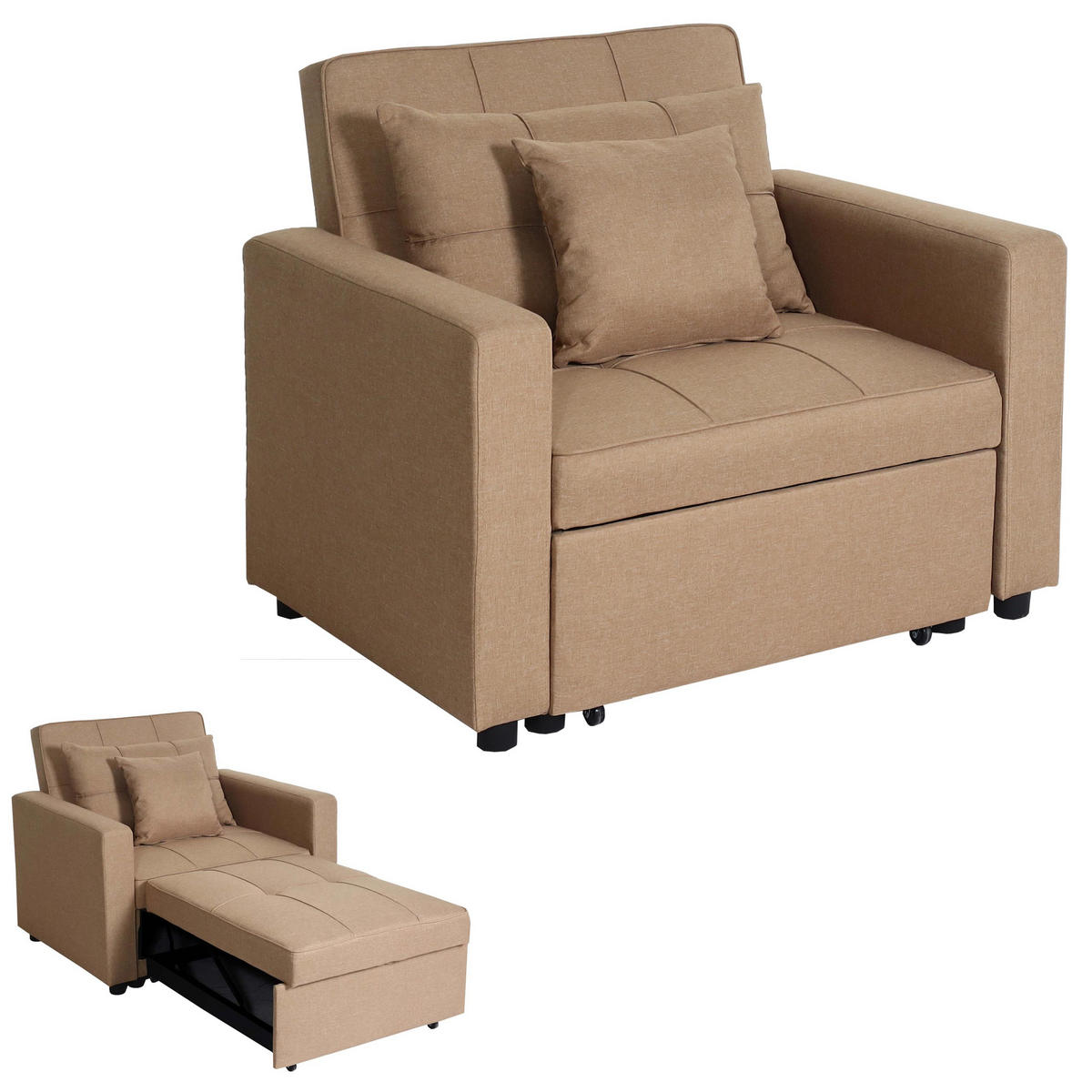 SCHLAFSESSEL taupe - Taupe, Textil (197/90/103cm) - MCW