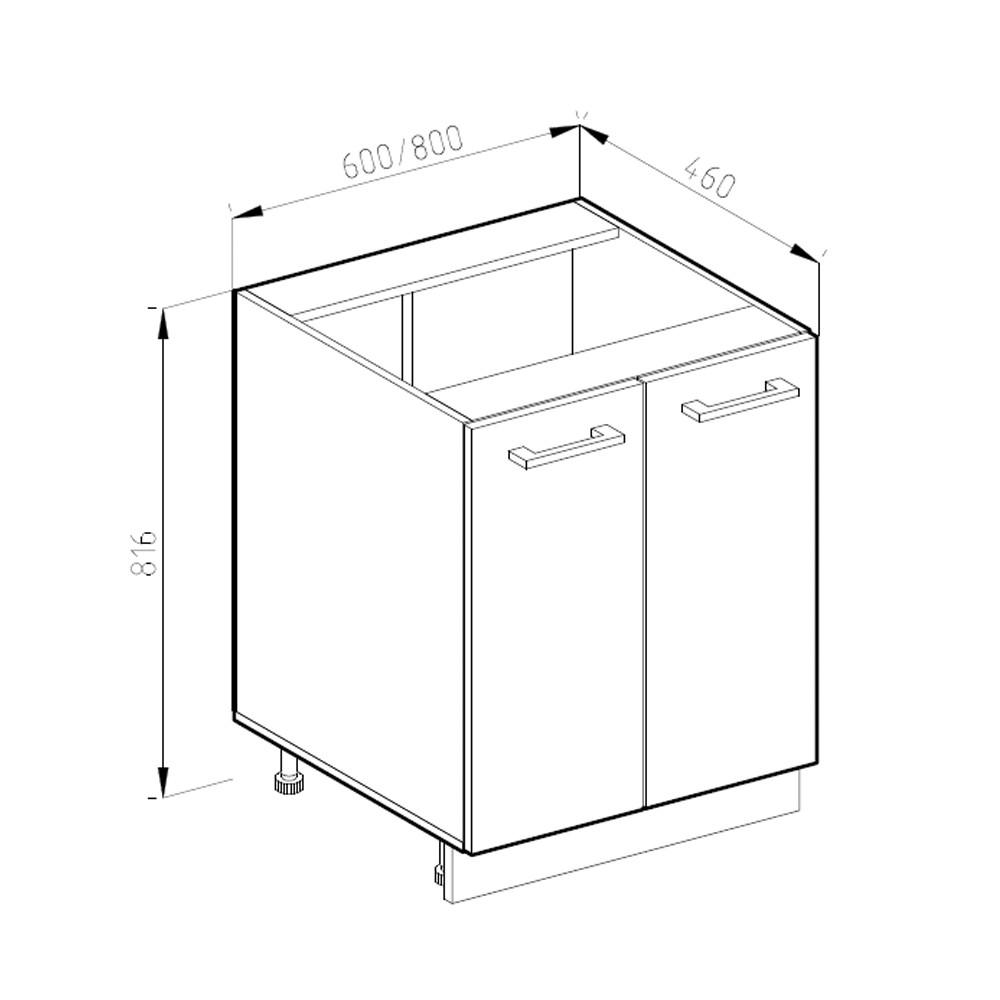 KÜCHENUNTERSCHRANK R-Line Weiß Hochglanz 60 cm, AP Anthrazit - Weiß Hochglanz/Weiß, Holzwerkstoff (60/81.6/60cm) - Vicco