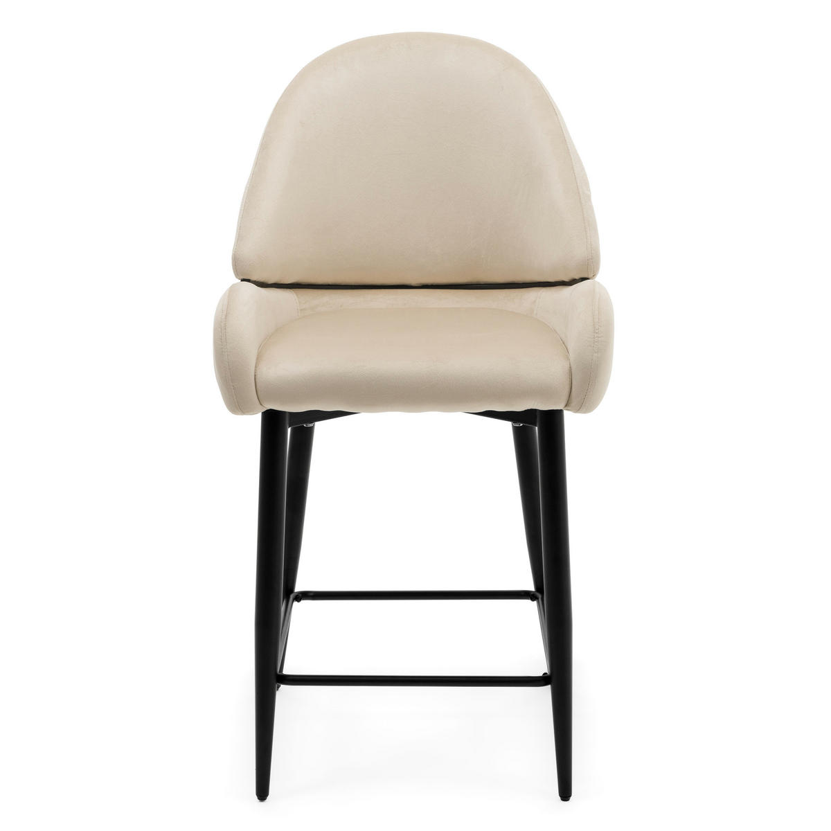 BARHOCKER BERGAMO gepolsterter mit Steppung - beige - Samt Velour - Beige/Schwarz, Textil/Metall (56/106/61cm) - NEW HOME