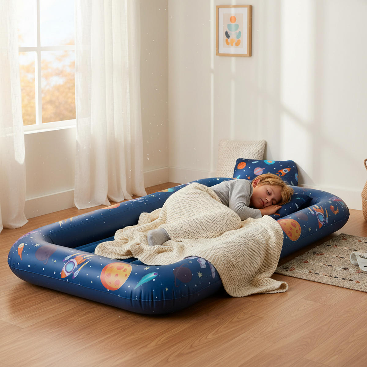 LUFTBETT Kinderluftmatratze aufblasbar DreamAir 152 x 89 x 17,5 cm blau - Blau, Kunststoff (89/152cm) - Avenli