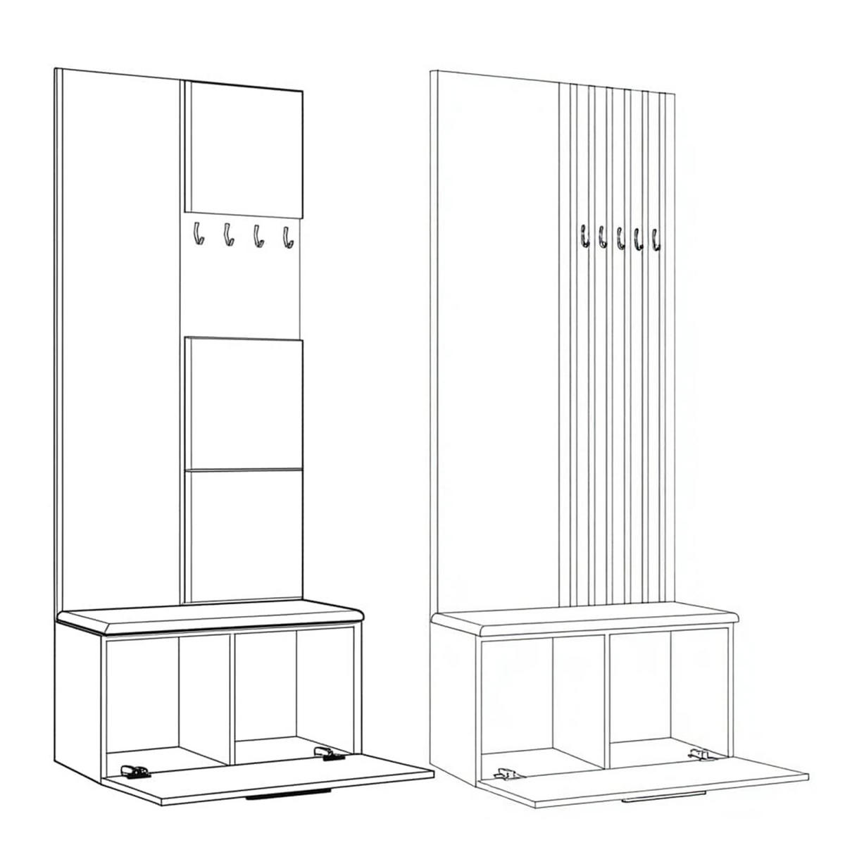 GARDEROBENSCHRANK MODULO 161,2/204/40 cm Modern Garderobe-Set Grau - Schwarz/Grau, Holzwerkstoff (161.2/204/40cm) - MASSENO