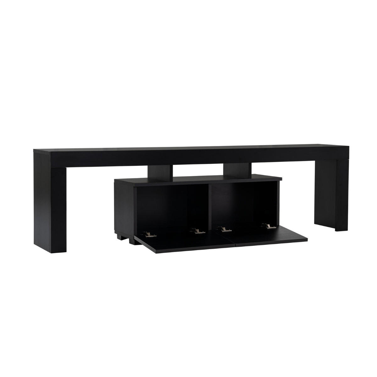 TV-MÖBEL mit 2 Klapptüren 180/31/50 cm - Schwarz, Holzwerkstoff (31.3/50/180cm) - Calicosy