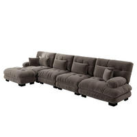 ECKSOFA aus Chenille 406x145x81 cm mit beweglichem Ottoman, braun - Braun, Textil (145/406cm) - Luhomfu