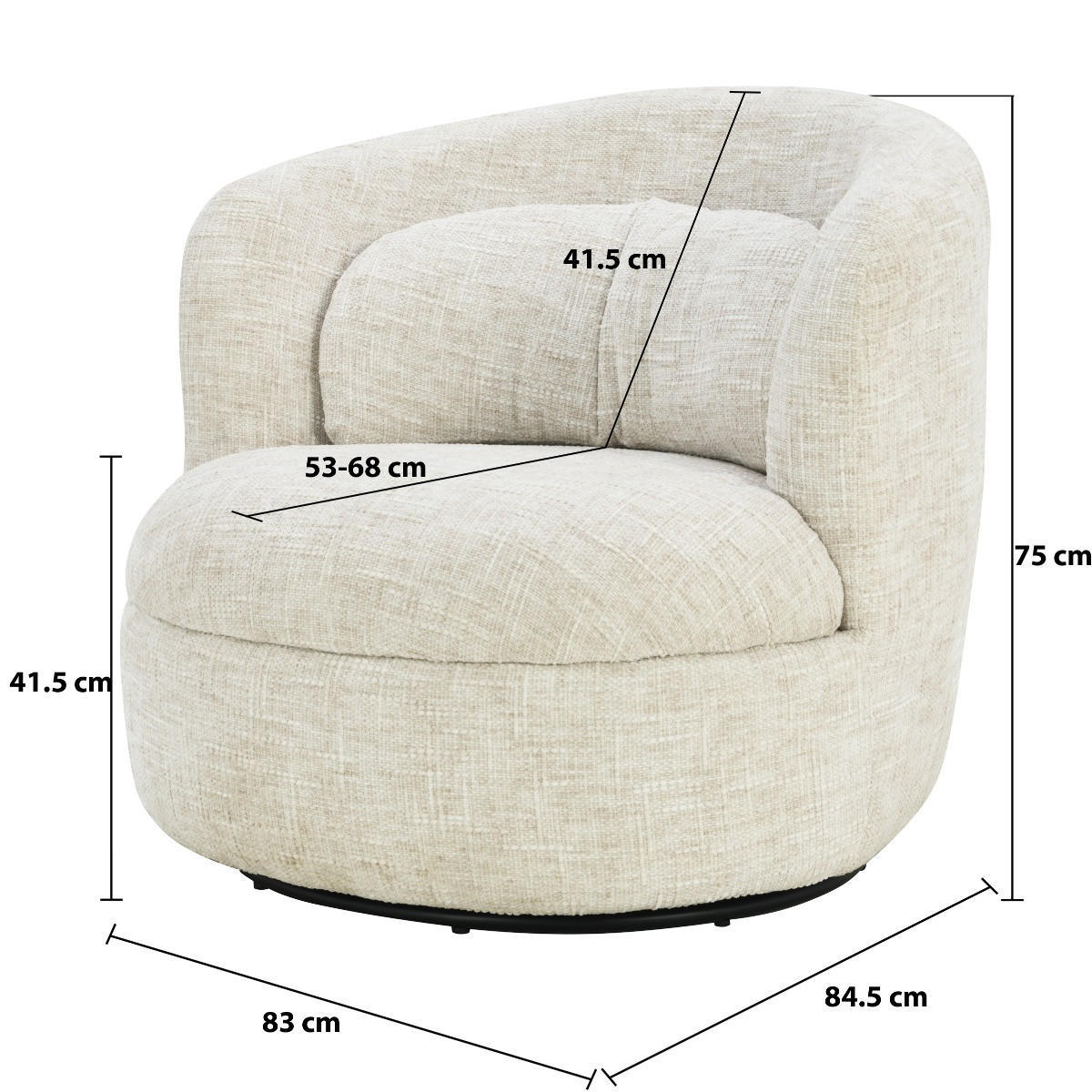 SESSEL Britt Beige 85/84/76 cm - Beige, Textil (84/76/85cm) - Livingfurn