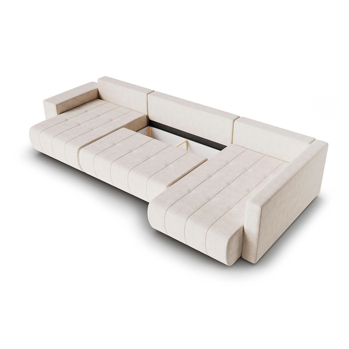 PANORAMASOFA Sergio 5 Sitzplätze Beige - Beige, Holz (392/82/185cm) - Petits-meubles