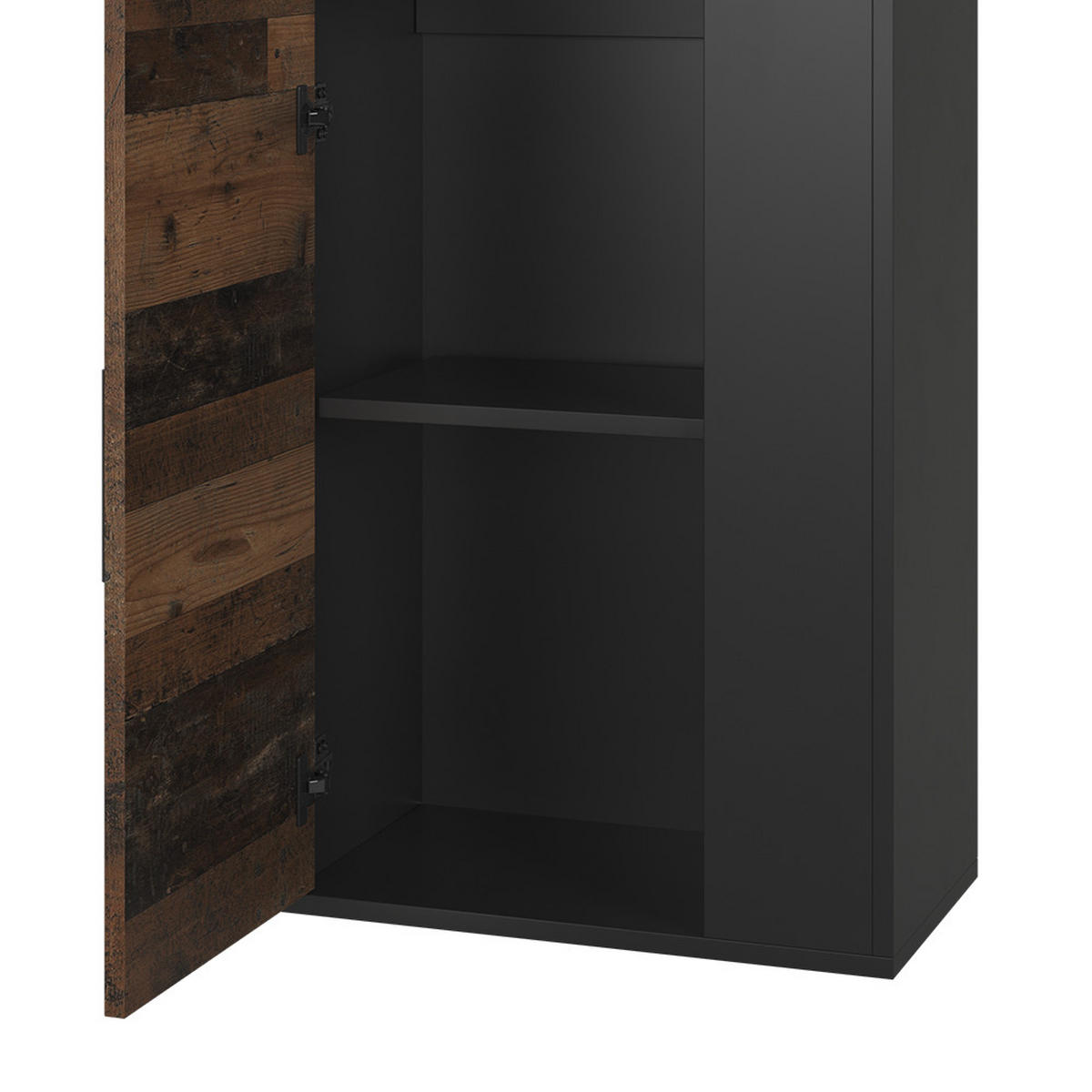 NÁSTĚNNÁ POLICE Berno Černá/starý styl - černá/hnědá, kompozitní dřevo (50.1/78.4/28.3cm) - Vicco