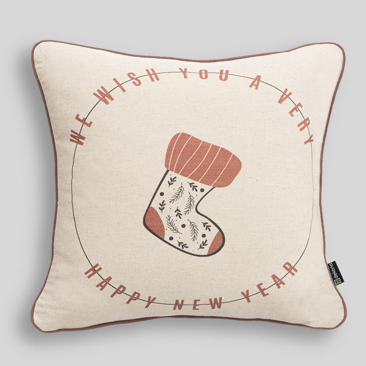 KISSENHÜLLE Festive Stocking 43x43 cm - Beige, Textil (43/1cm) - Dekoria