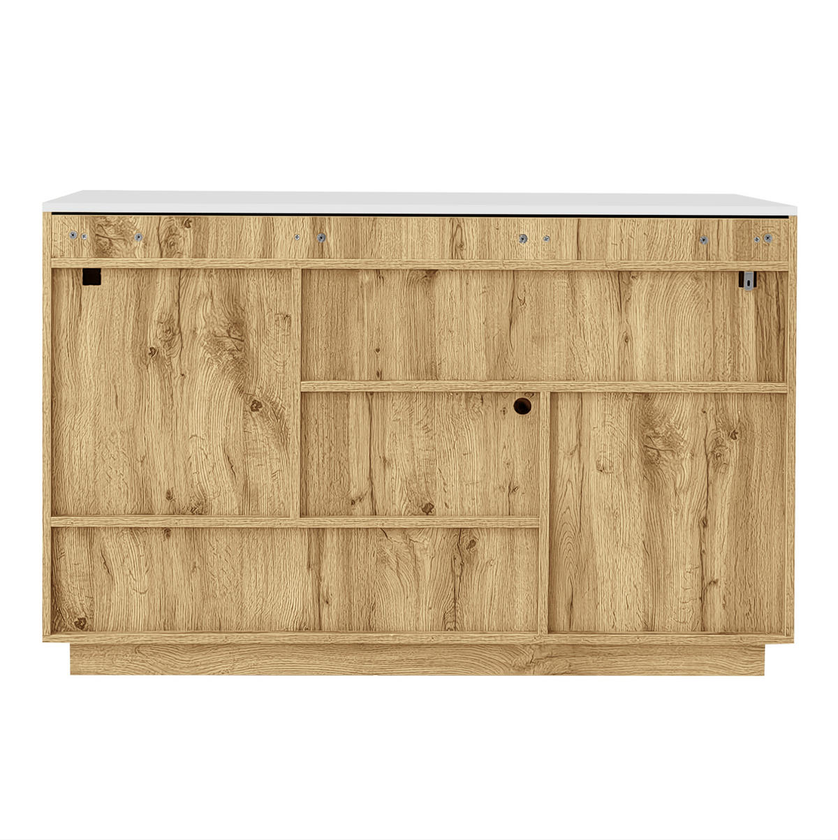 KOMMODE aus Spanplatte 120x76,5x37cm in Weiß mit LED-Lichtstreifen - Weiß, Holzwerkstoff (120/37/76.5cm) - Modfu