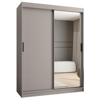 ŠATNÍ skříň s posuvnými dveřmi 200/150/62 2dveřová - černá/kašmírová, dřevo/plast (150/200/62cm)