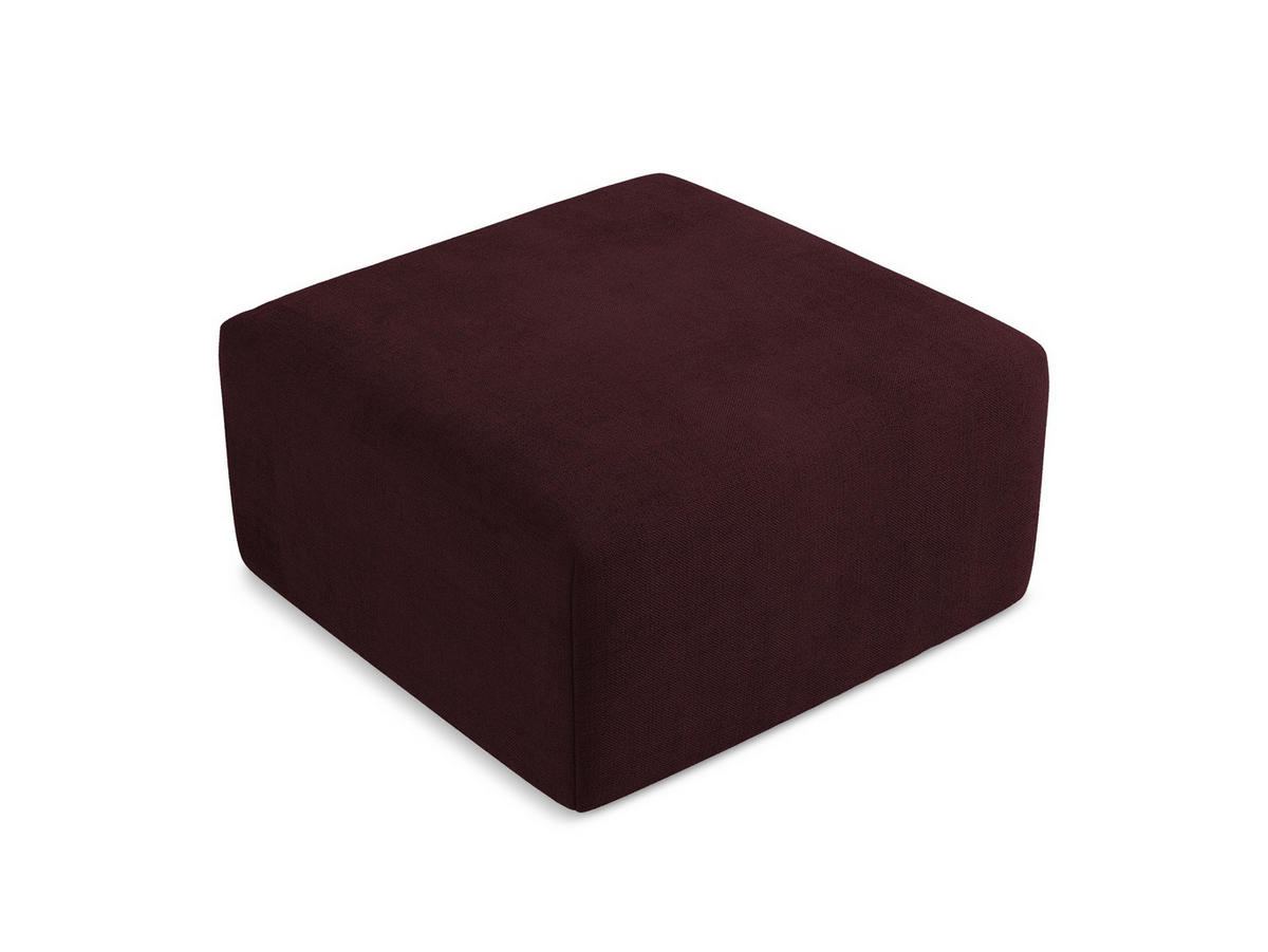 POUF Strukturstoff Rot - Weinrot/Schwarz, Holzwerkstoff/Kunststoff (75/37/75cm) - Makamii