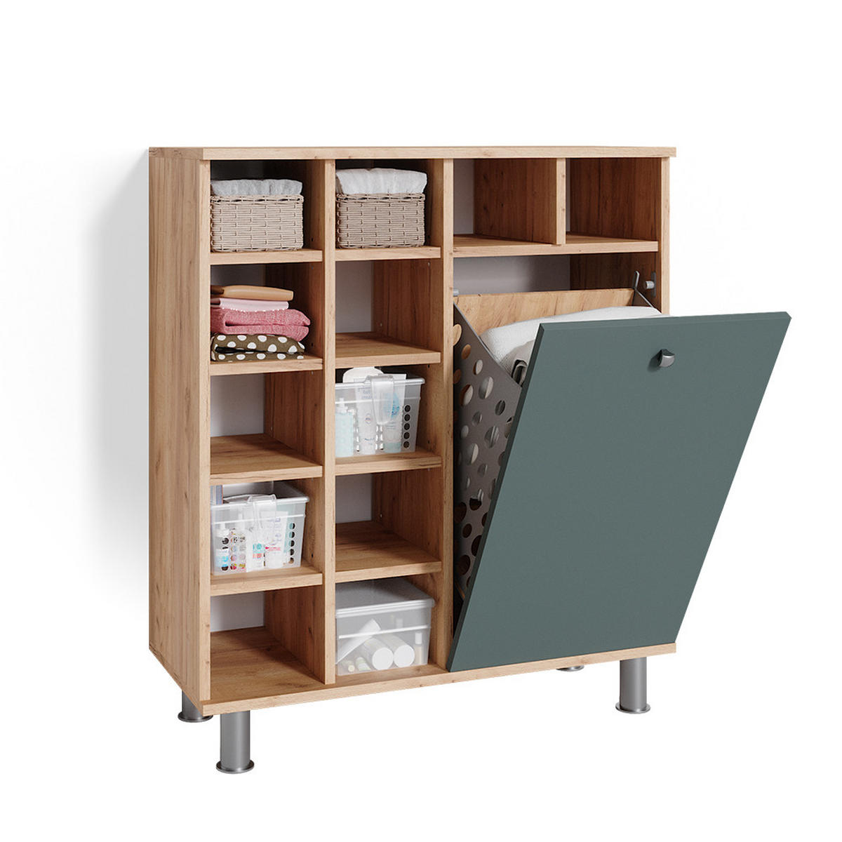 BADSCHRANK Fynn Grün 78.4 x 91.6 cm - Grün, Holzwerkstoff (78.4/91.6/34cm) - Vicco