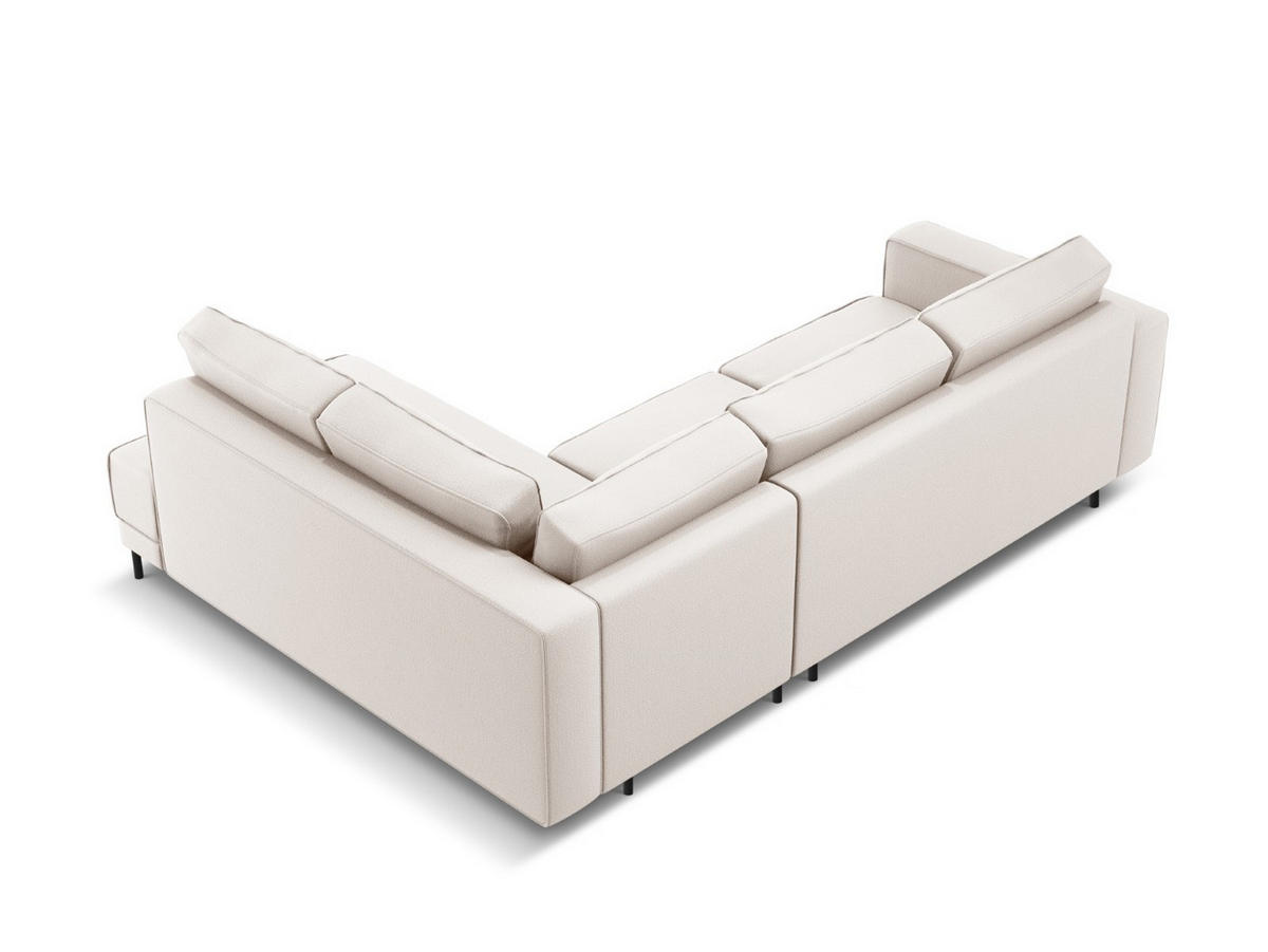 AUSKLAPPBARES-ECKSOFA rechts Caro aus strukturiertem Stoff leichtes beige 5 Sitzplätze - Beige, Textil (187/247cm) - Micadoni