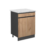 KÜCHENUNTERSCHRANK R-Line Goldkraft Eiche 60 cm AP Marmor - Honigeiche/Anthrazit, Holzwerkstoff (60/81.6/60cm) - Vicco