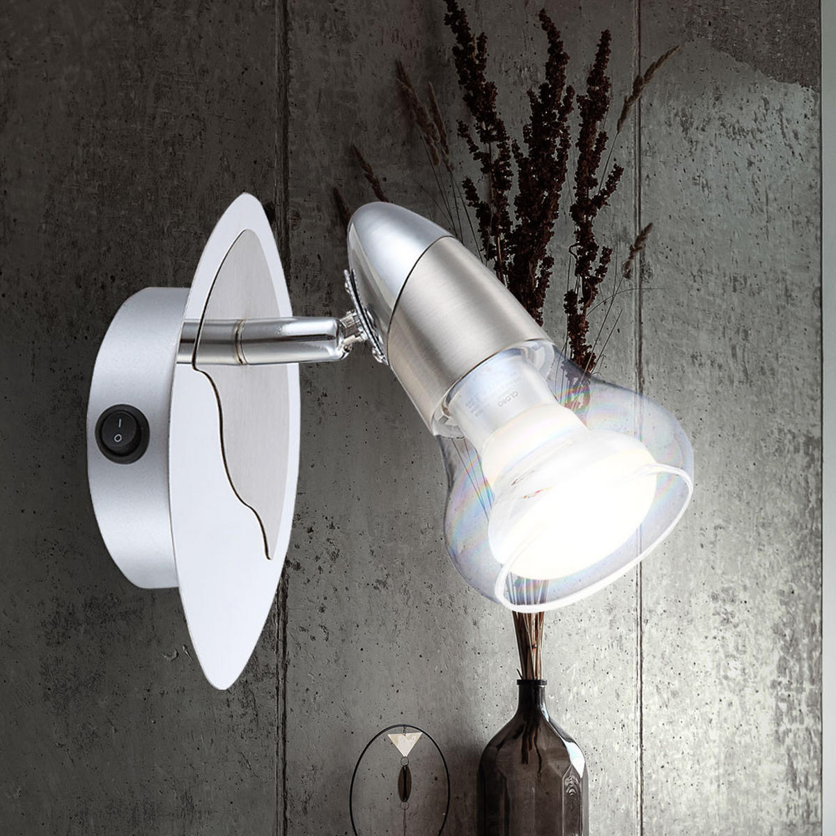 LED WANDLEUCHTE Metall Glas Silber - Silberfarben, Glas (9/14.8/13.8cm) - Globo Lighting