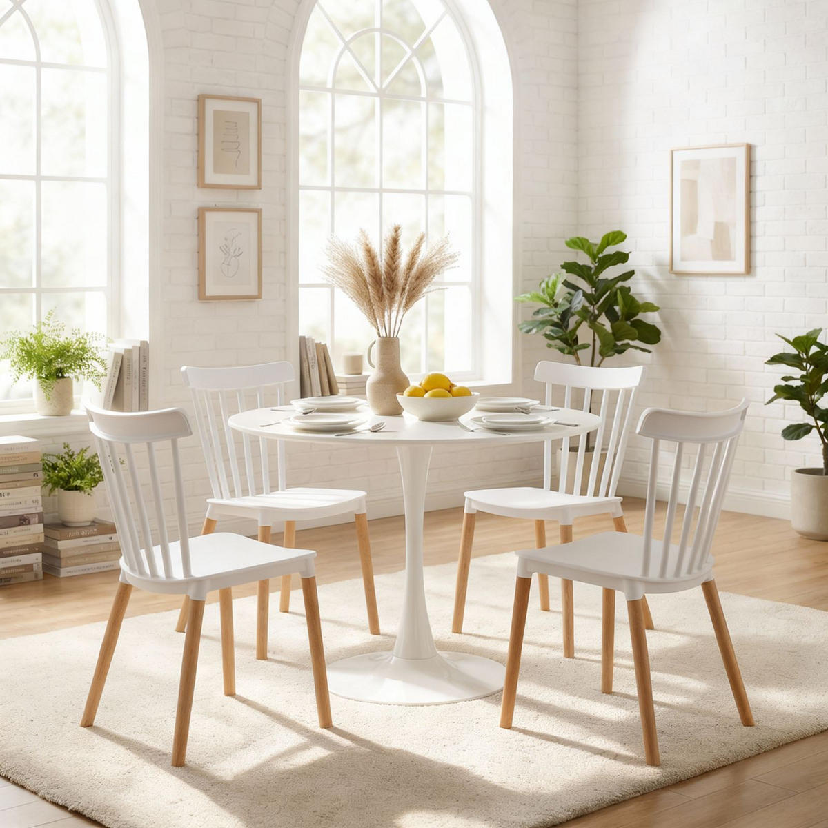 ESSGRUPPE LOIRE/RAVI 5er Set weiß - Weiß, Holzwerkstoff/Metall - IDIMEX