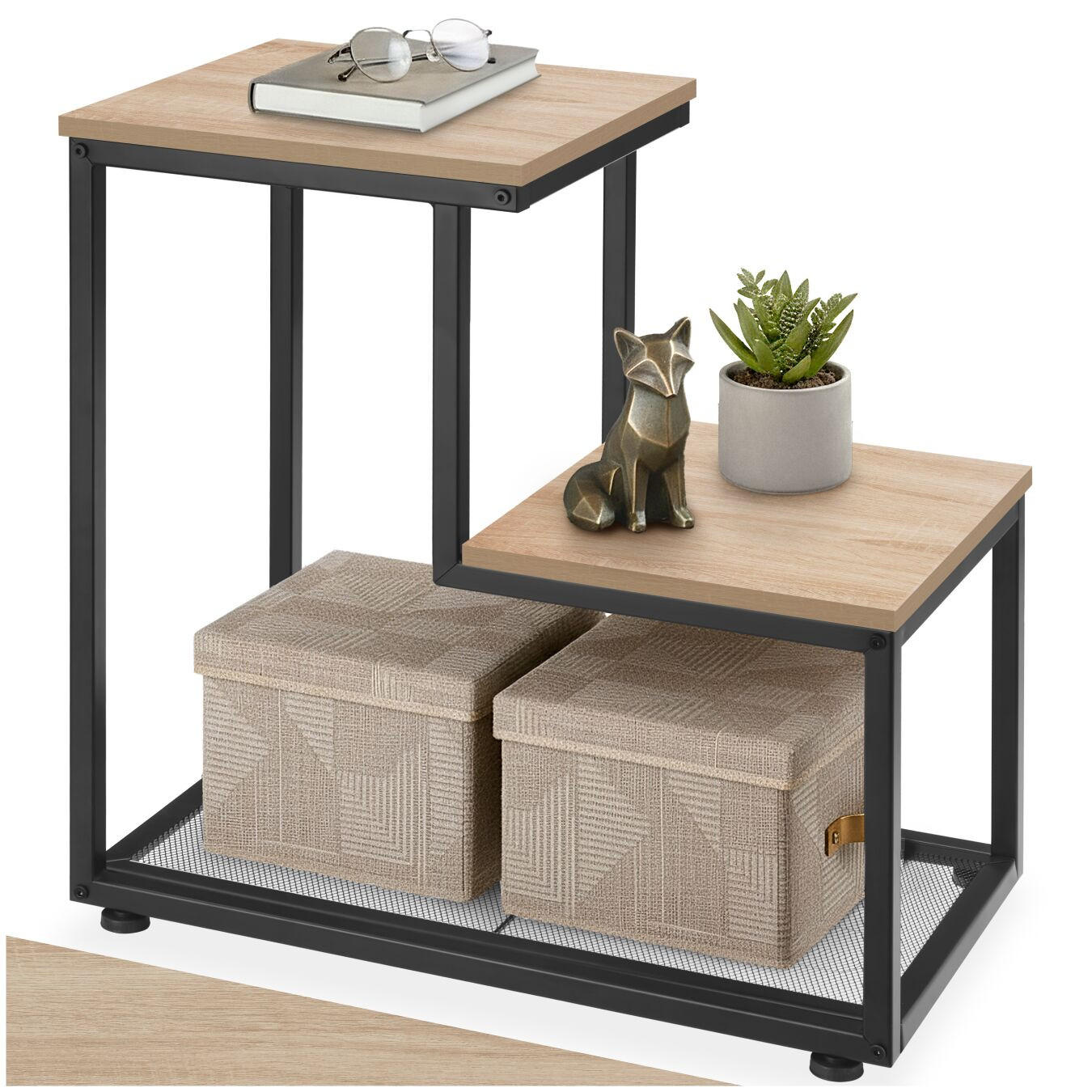 BEISTELLTISCH Halifax,60,5 x 35,5 x 60,5 cm,Industrial Holz hell, Eiche Sonoma - Naturfarben, Holz (60.5/35.5/60.5cm) - tectake
