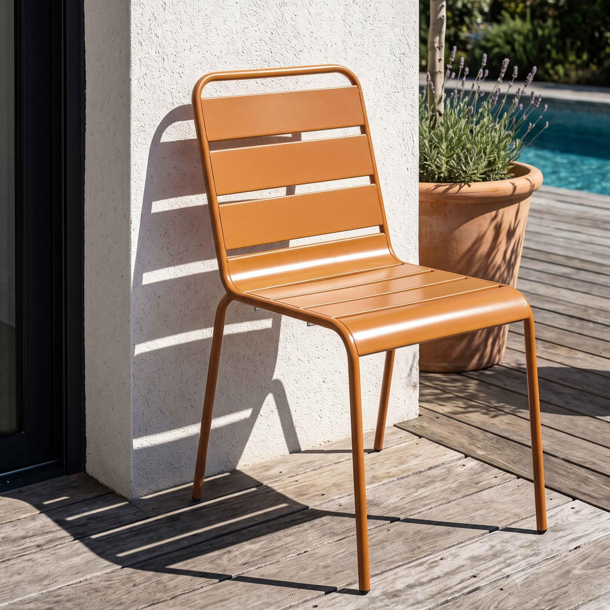 GARTENSTUHL, Karamell - Braun, Metall (42/83/53cm) - Oviala