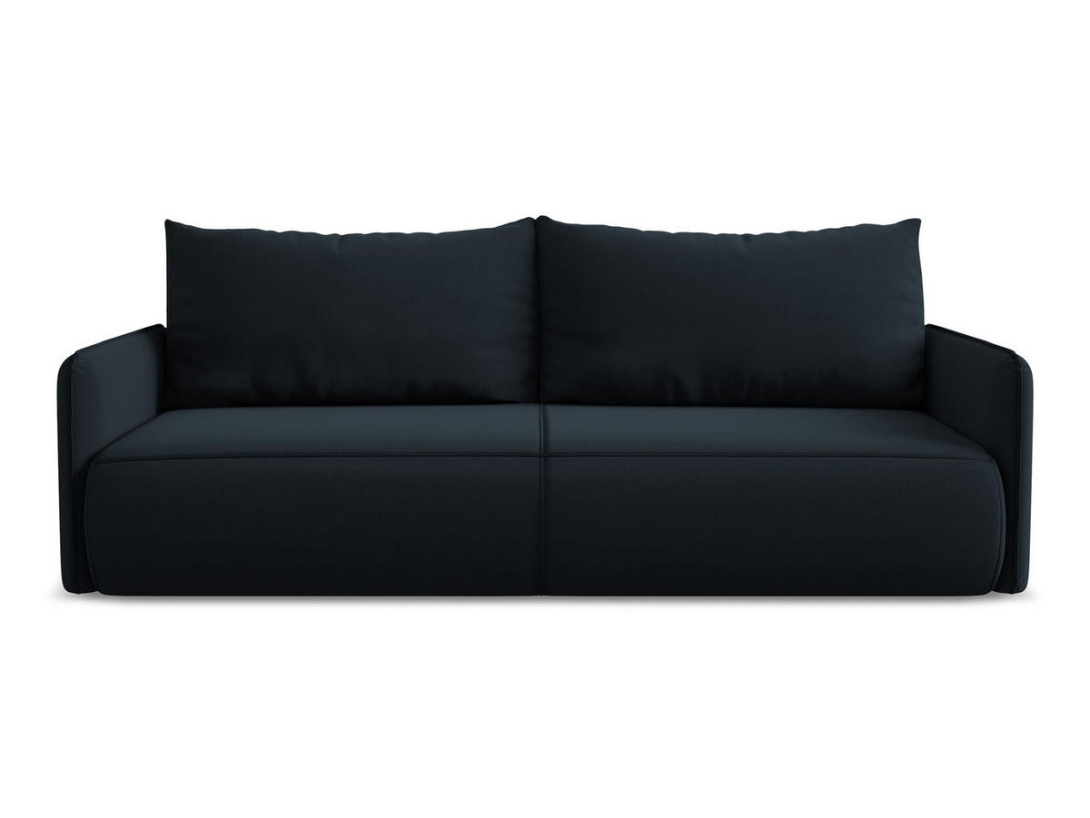 3-SITZER SOFA mit Schlaffunktion Samt Stoff Blau - Blau/Schwarz, Kunststoff/Textil (216/86/105cm) - Makamii