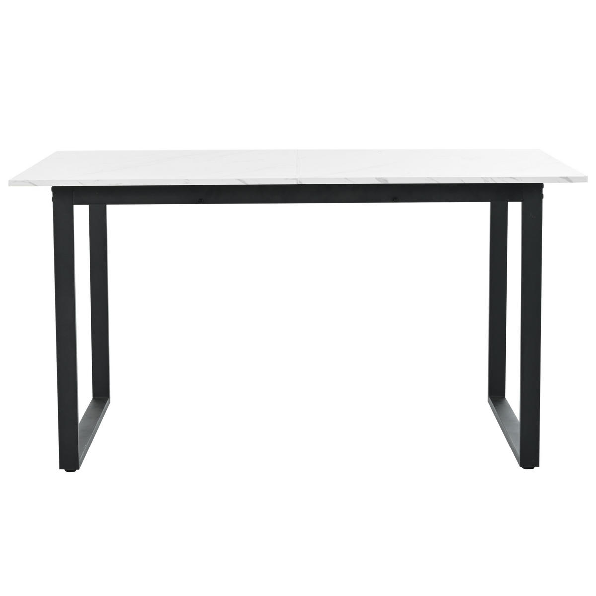 ESSTISCH Teleskoptisch 180/80/75 cm weiß MDF mit Marmoroptik ausziehbar - Weiß, Holzwerkstoff (180/80/75cm) - OKWISH