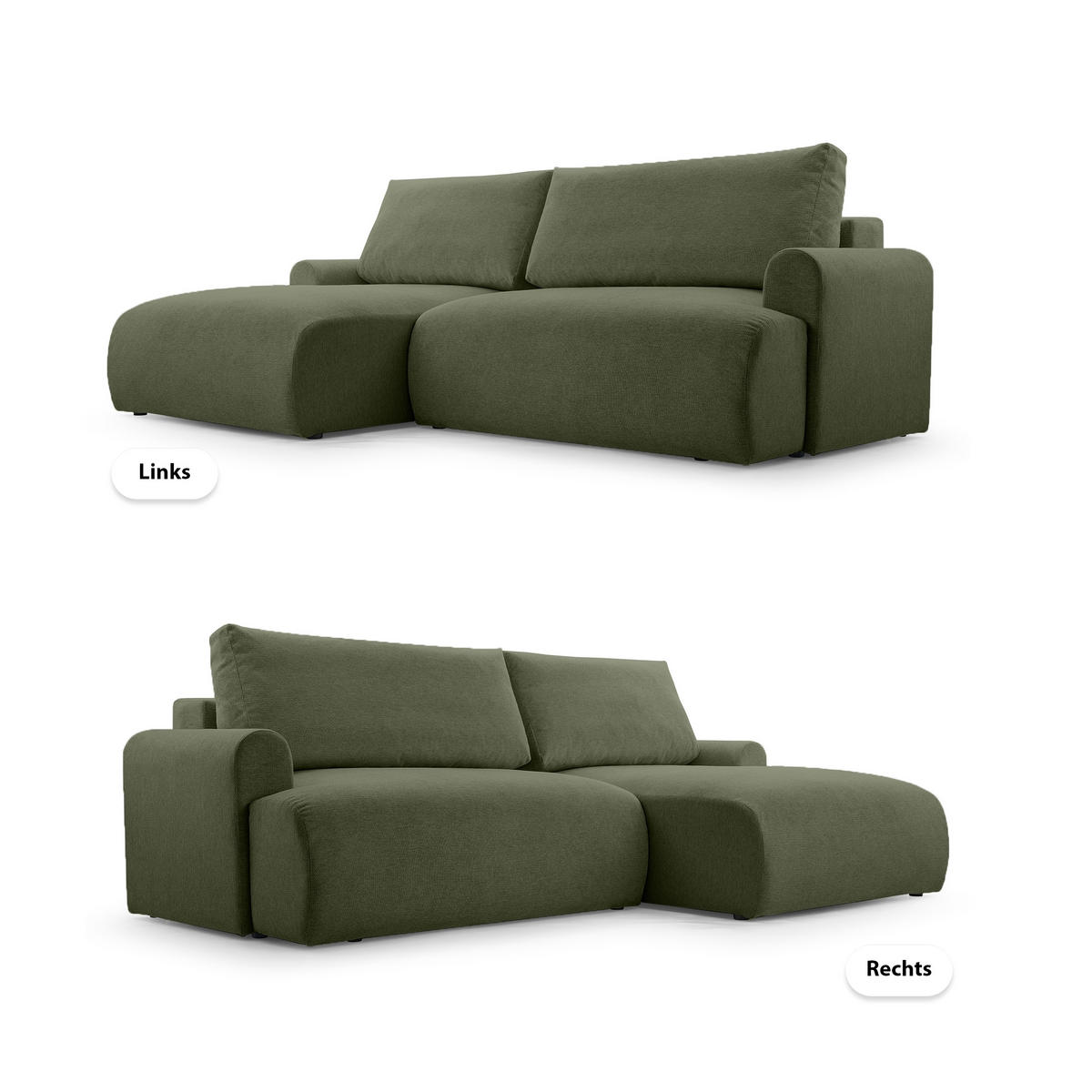 ECKSOFA mit Schlaffunktion Bordon, Dunkelgrün - Dunkelgrün, Textil (150/260cm) - Fedve