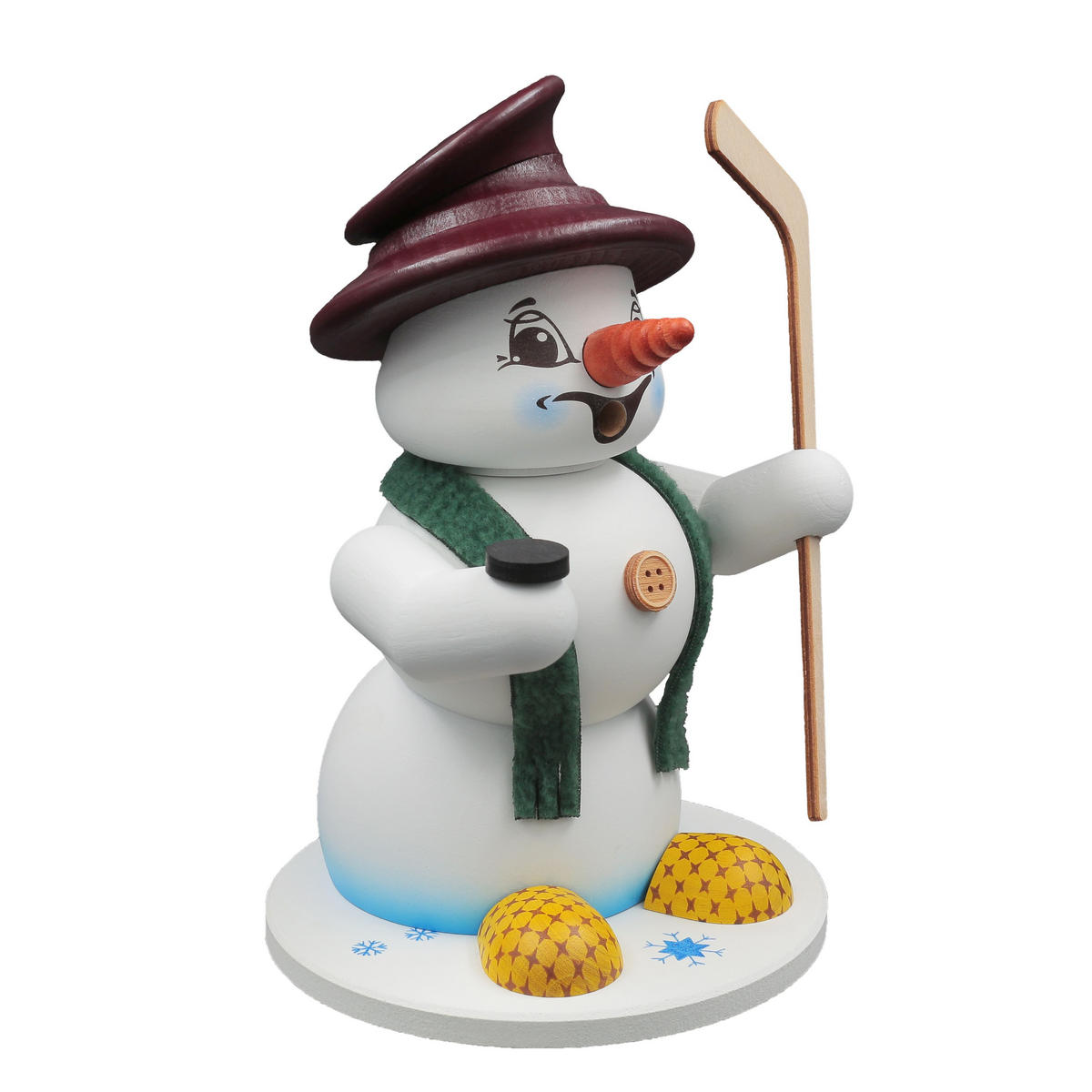 RAUCHFIGUR Schneemann Weiß Eishockeyspieler 19 cm - Multicolor, Holz (15/19/0.1cm)