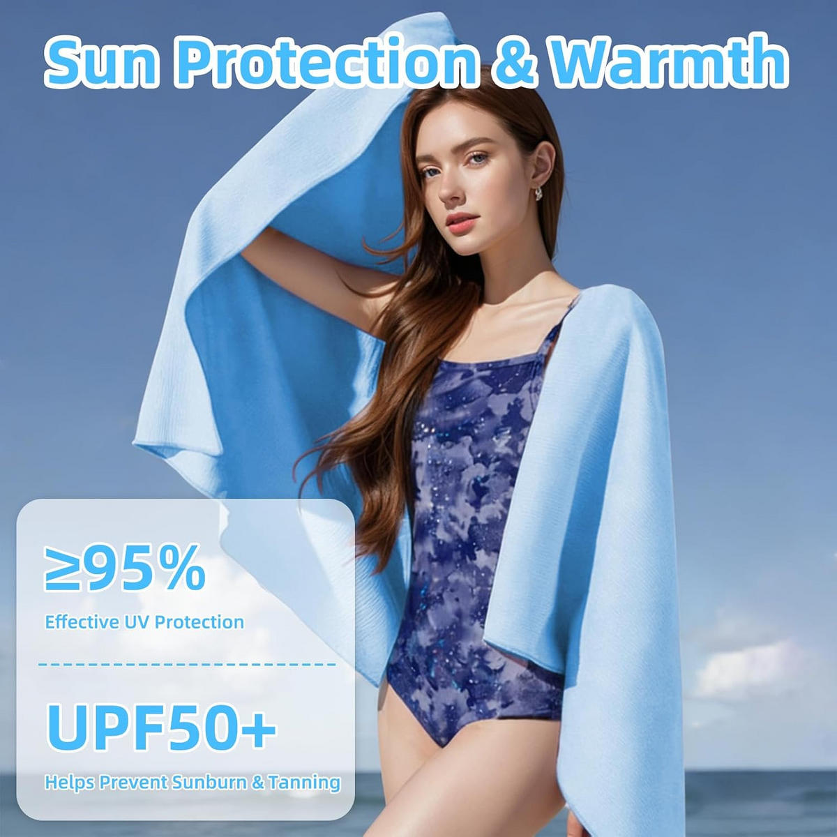 STRANDTUCH mit Knöpfen - 80 x 160 cm - Hellblau - Hellblau, Textil (80/160cm)