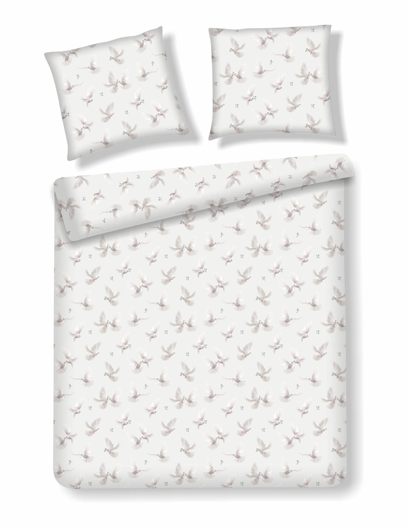BETTWÄSCHE Satin DOVITE, 160x200 cm, Ecru, Winter Weihnachten Bettbezug, Weihnachtsdeko, Christmas, Weihnachtsmotiv - Ecru, Textil (160/200cm) - home&you