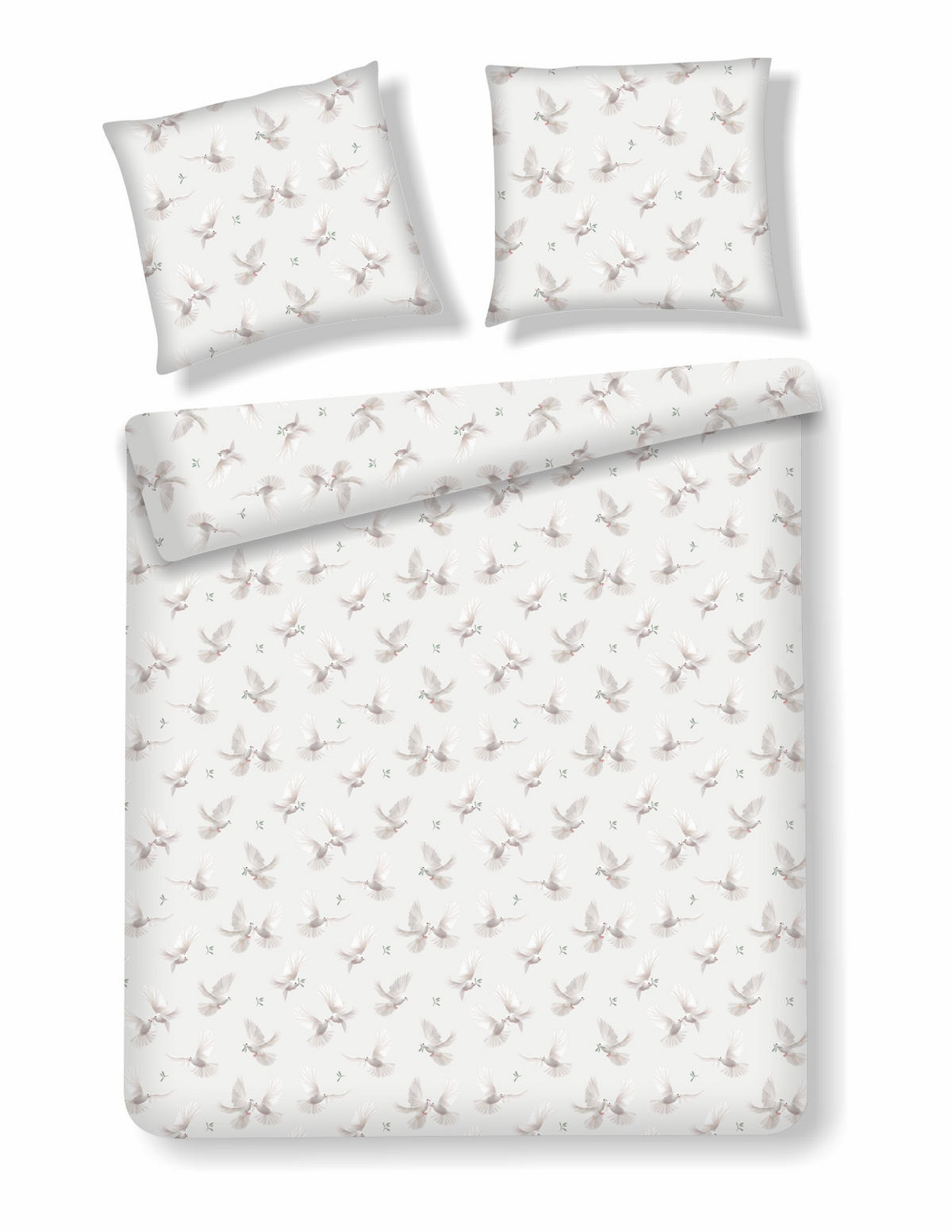 BETTWÄSCHE Satin DOVITE, 160x200 cm, Ecru, Winter Weihnachten Bettbezug, Weihnachtsdeko, Christmas, Weihnachtsmotiv - Ecru, Textil (160/200cm) - home&you