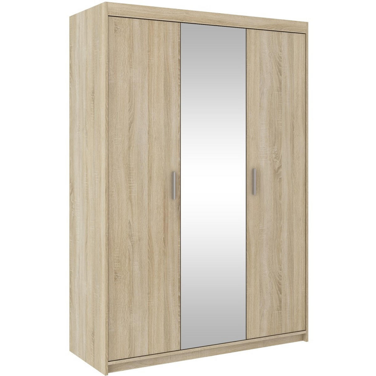 DREHTÜRENSCHRANK Elena mit 3 Türen, mit Spiegel, Sonoma Eiche - Sonoma Eiche, Holzwerkstoff (130/190/53cm) - Beautysofa