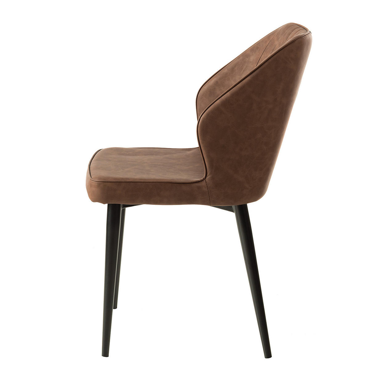 ESSZIMMERSTUHL - 2er-Set - Kunstleder / Stahl - Braun, Kunststoff/Metall (49/84/61cm) - home24