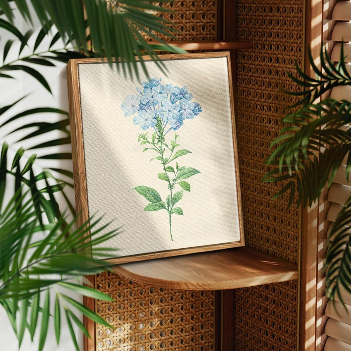 LEINWANDBILD mit Rahmen Botanisch 30 x 40 cm - Blau, Holz (30/0.5cm)