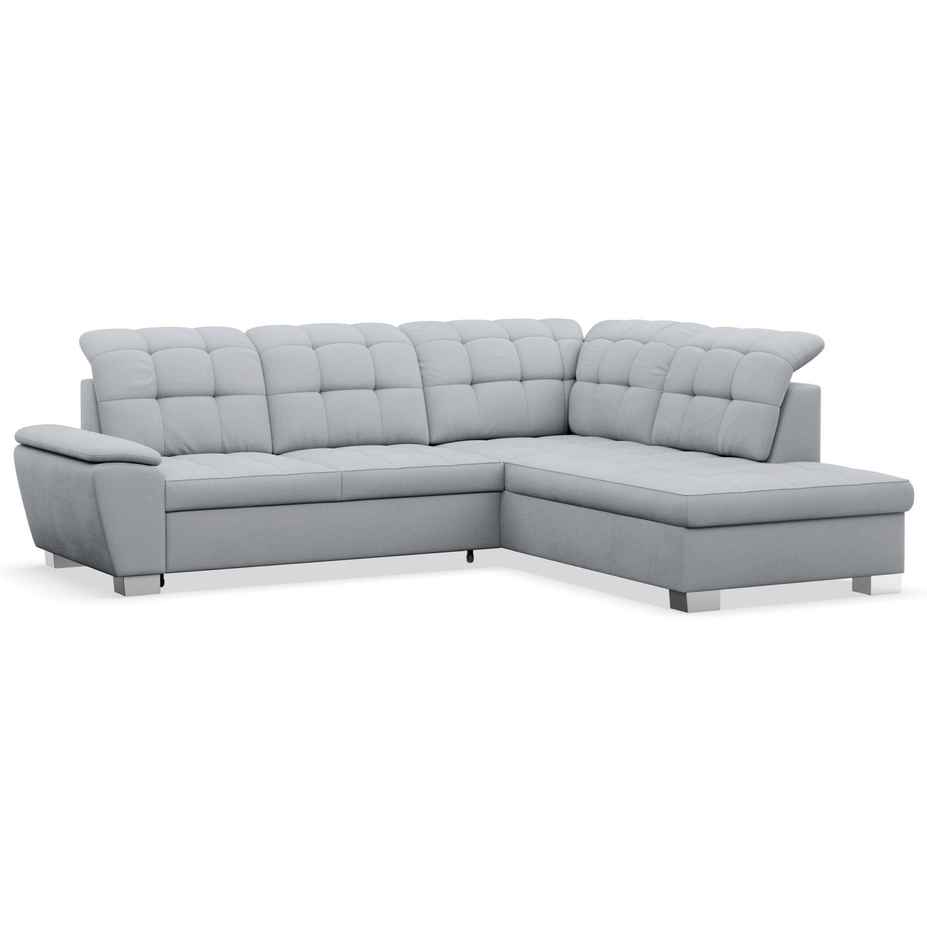 ECKSOFA Jamaal Hellgrau rechtsseitig - Hellgrau/Schwarz, Textil (258/212cm) - Selsey