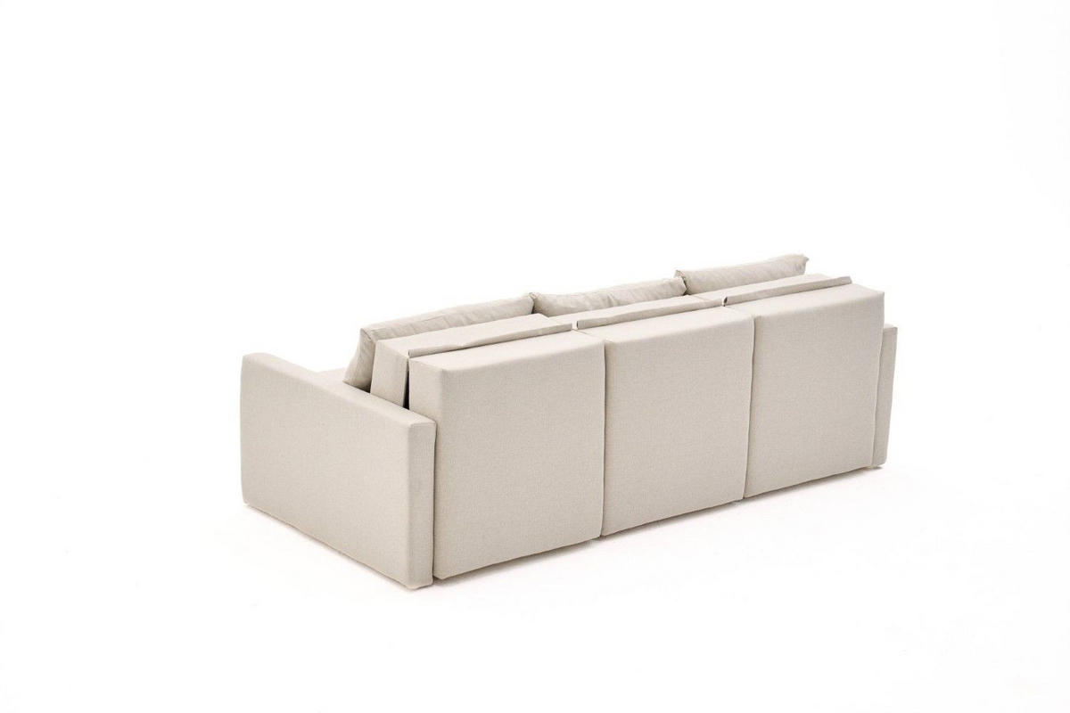 ECKSCHLAFSOFA mit Hocker - Beige/Creme, Holz/Kunststoff (230/180cm) - myHomelando